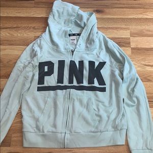 Mint green pink zip up sweatshirt